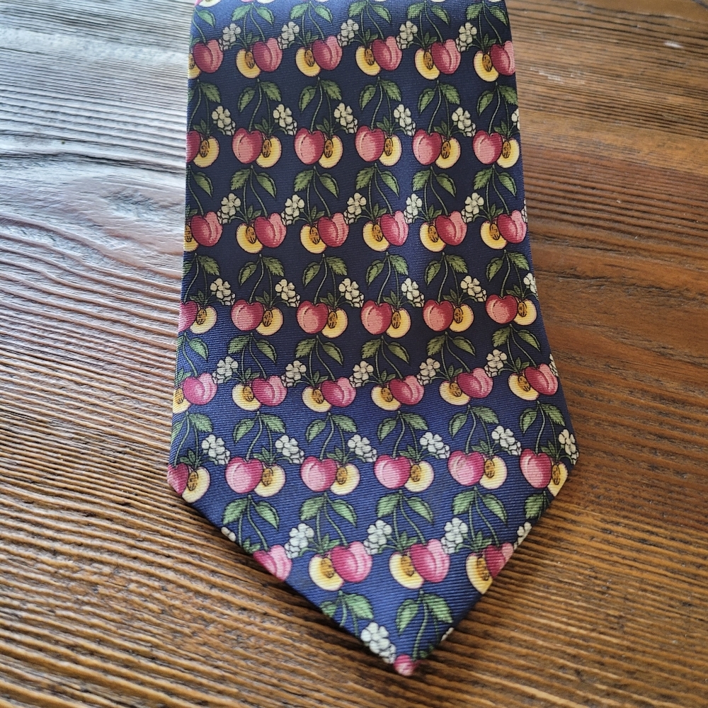 Ede and Ravenscroft Silk Tie with Cherries